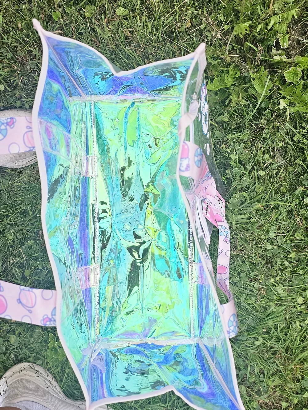 Hello Kitty Holographic Clear Tote with Pink Trim and Character Straps